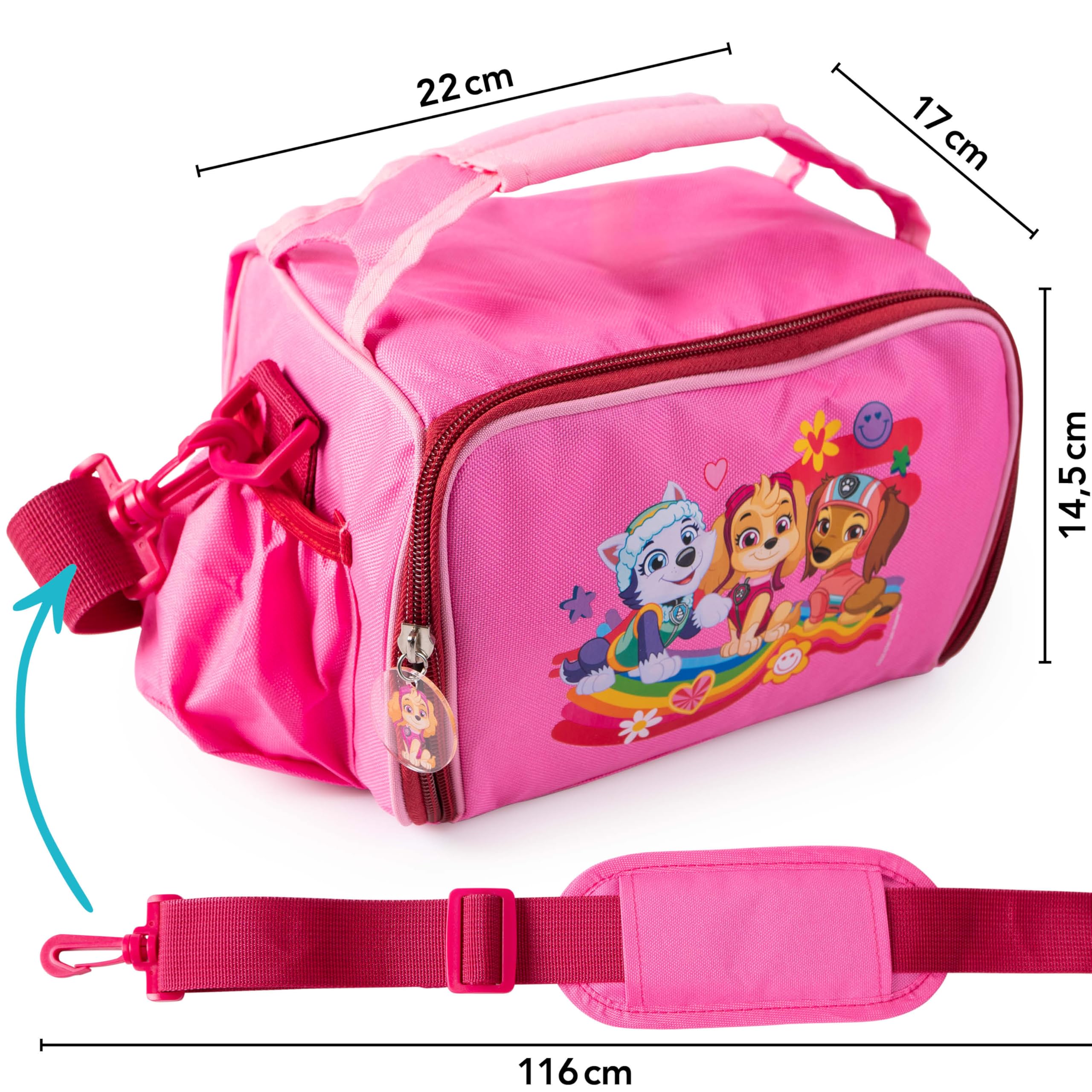 p:os PAW Patrol torba chłodząca dla małych dzieci 1,7 l – mini lodówka w zestawie 3 x pudełko śniadaniowe – idealna w podróży, na plażę, do przedszkola lub szkoły