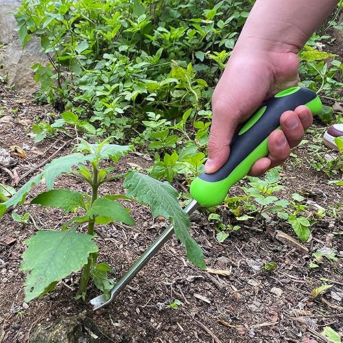 Miniatura 5 de GEARLINTON Herramienta de desbrozadora manual de jardín con mango ergonómico, extractor de malezas de césped de jardín de acero inoxidable, paquete