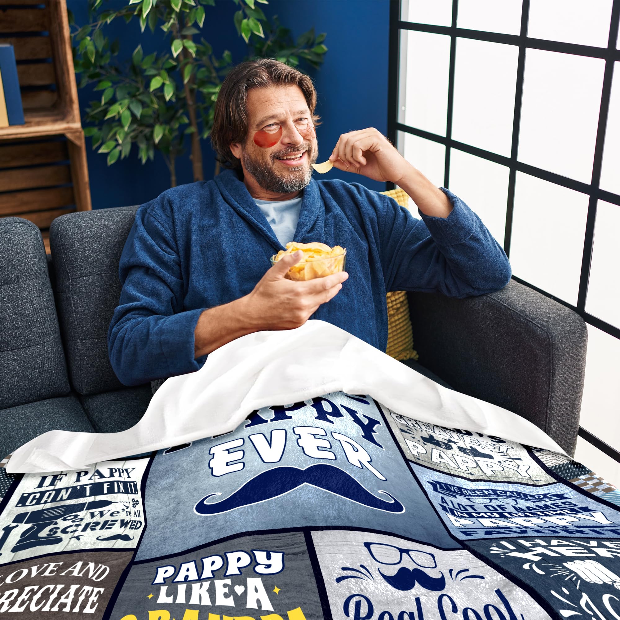 Pappy Blanket 60"X50", Pappy Gifts Grandkids, Best Birthday Father's Day for Pappy, Soft Warm Cozy Plush Throw Blankets