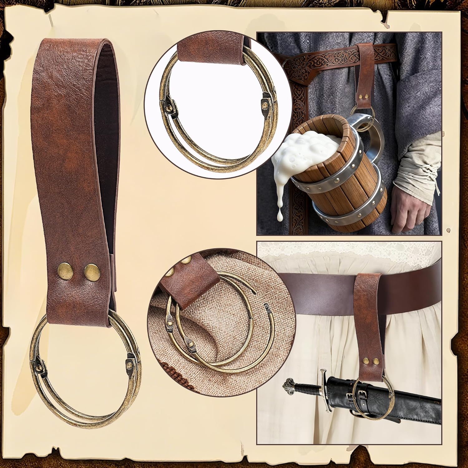 Womens Renaissance Corset Belt Belt Pouch Waist Bag Fanny Pack Leather Belts Medieval Renaissance Accessories Costume - Image 4