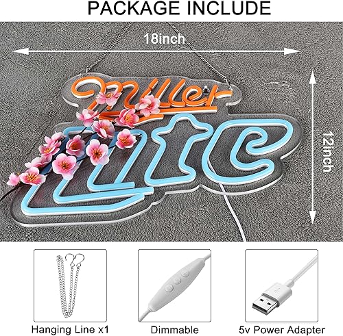 Miniatura 2 de Letrero de neón de cerveza para decoración de pared de bar, regulable, LED Lite, letreros de neón alimentados por USB, para decoración de fiesta de