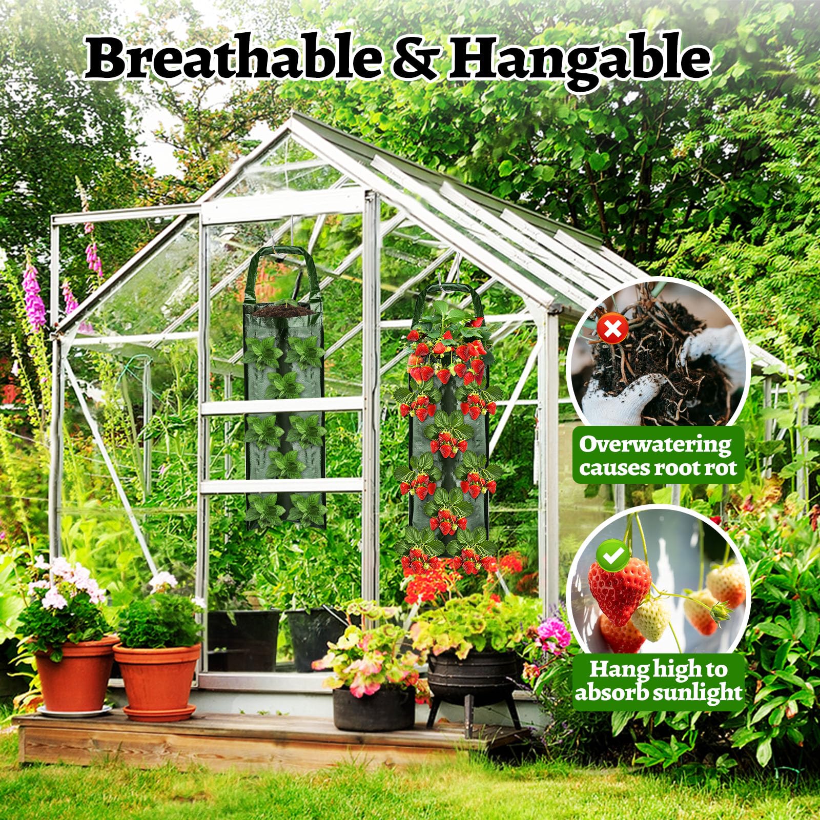 Muyohix Hänge-Pflanzsack 2er Set - Ideal Für Erdbeeren, Tomaten & Kräuter Auf Balkon & Terrasse