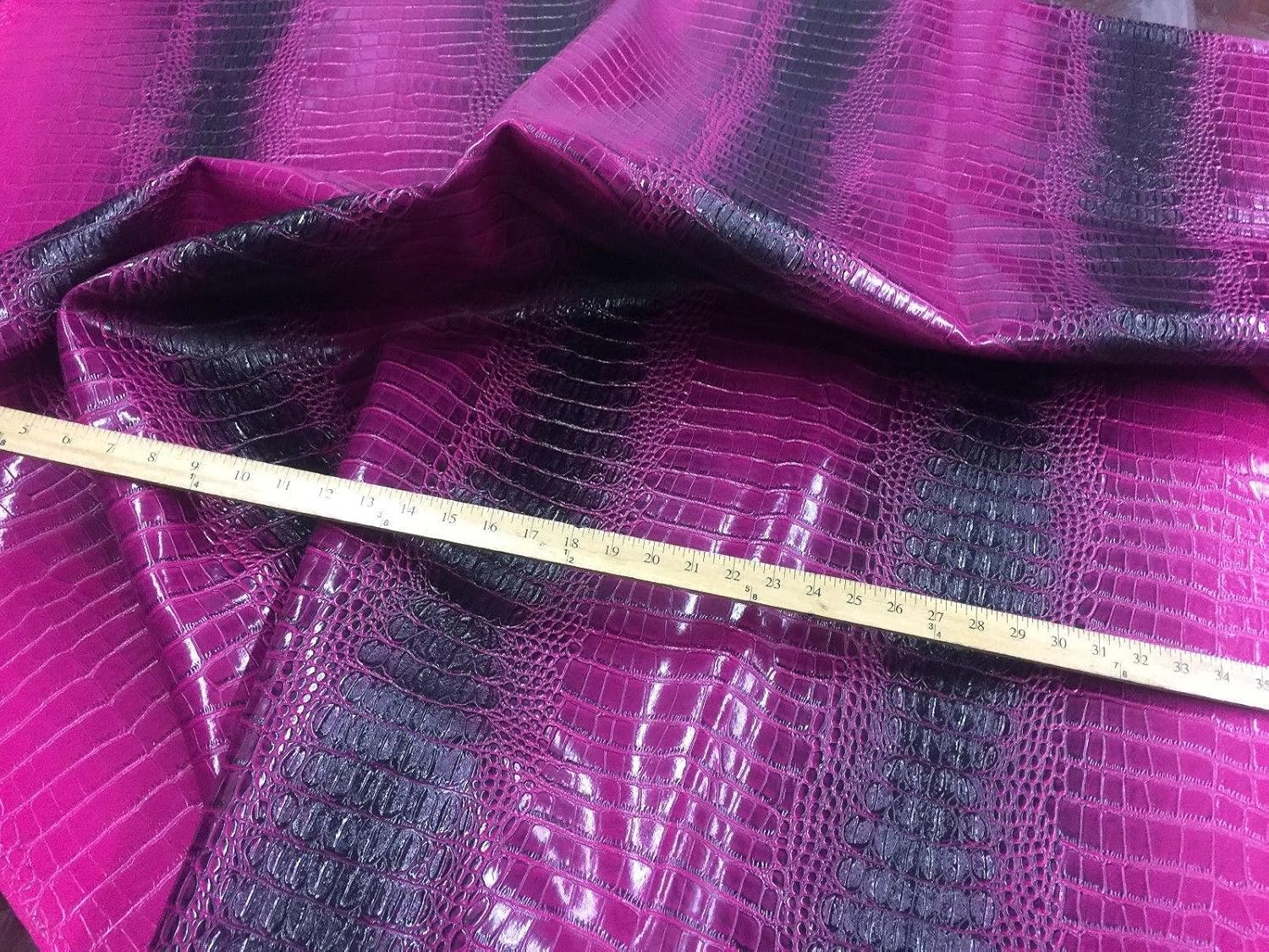 Big Nile Crocodile Leather Vinyl Fabric Embossed Upholstery Alligator by Yard Purple Black