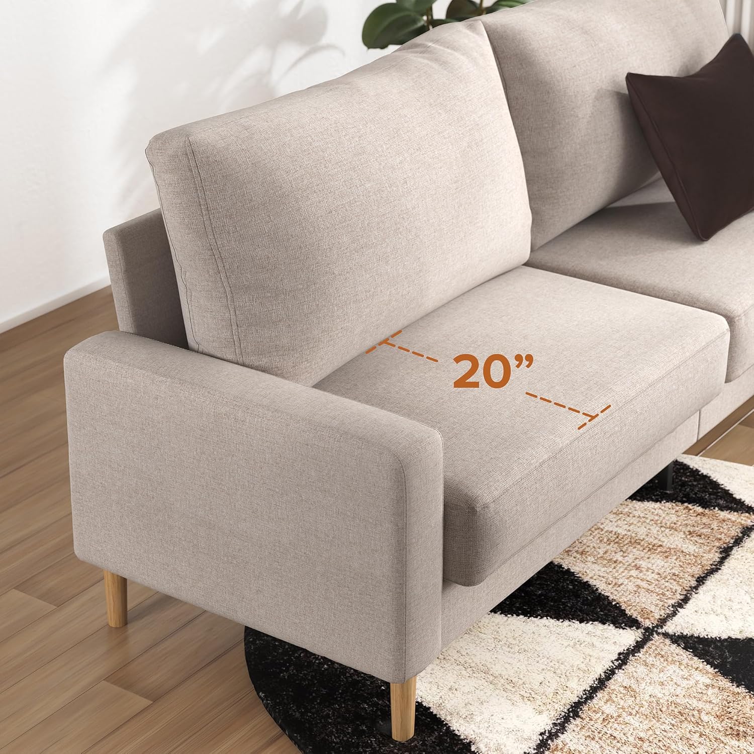 Diagram showing how to attach the sofa armrests to the main frame