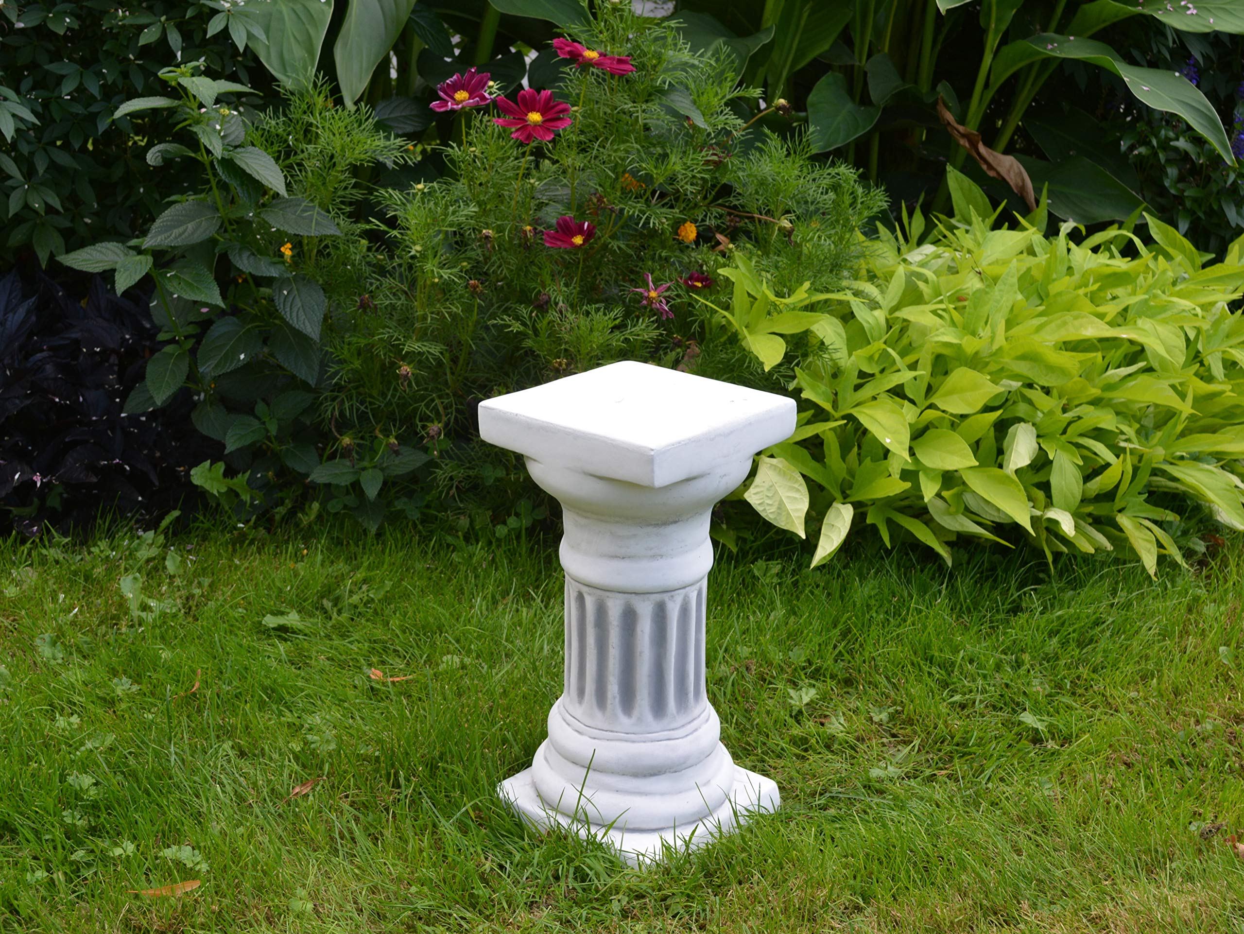 gartendekoparadies.de Okrągła kolumna, podstawa kamienna, wys. 39 cm, powierzchnia 18 x 18 cm, 16 kg, szara, odporna na mróz z odlewu kamiennego do użytku na zewnątrz