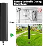 Sac de séchage de parapluies extérieures, 165ft Longue ligne de vêtements, 4 Armes 12 Lignes, réglable en hauteur, Cadre en acier avec Spike au sol, Parapluie rotative pliable pour jardin, noir