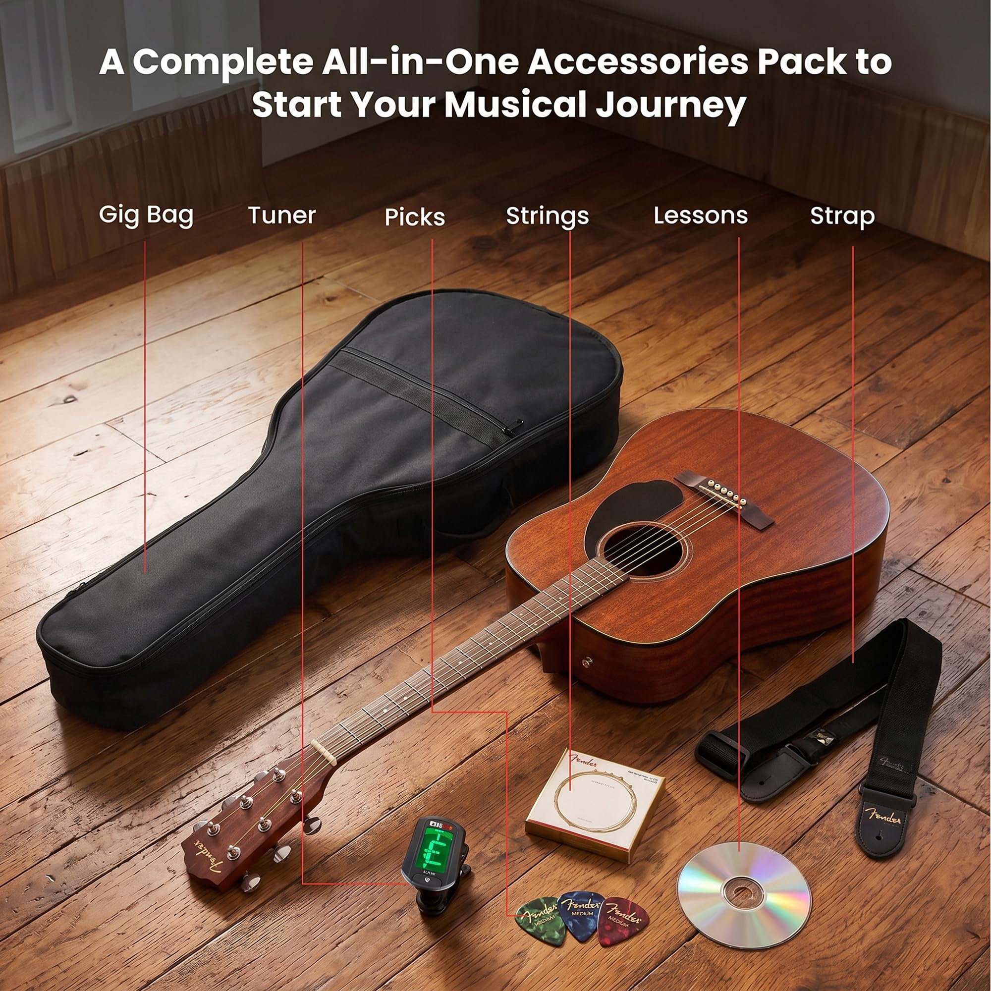 Amazon | Fender CD-60S ソリッドトップドレッドノート 