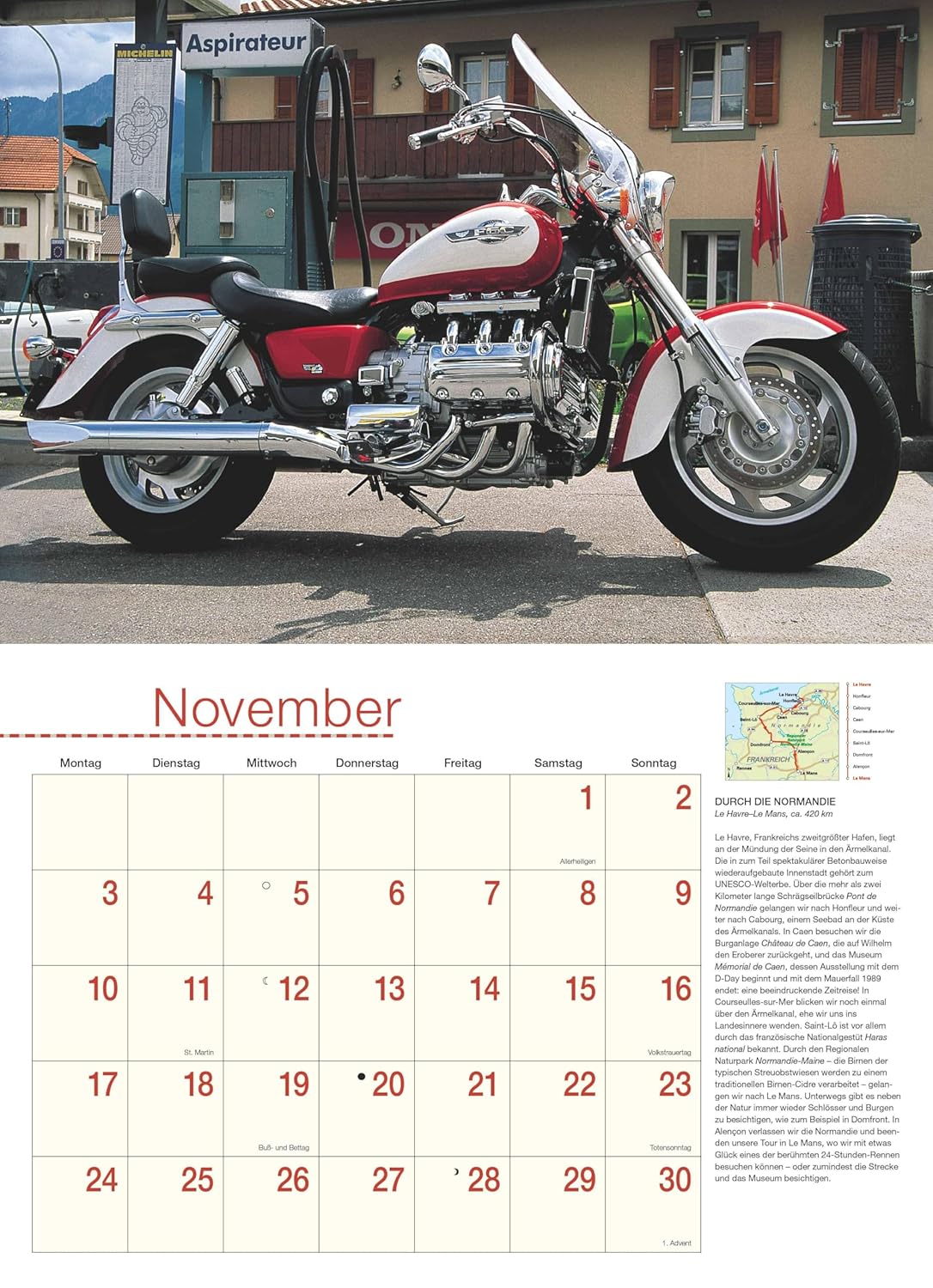 Motorcycles & Routes 2026 - Brochure Calendar - with School Holiday Chart - Format 42 x 29 cm: Routes through Germany and Europe      Calendar – Wall Calendar, May 1, 2025
