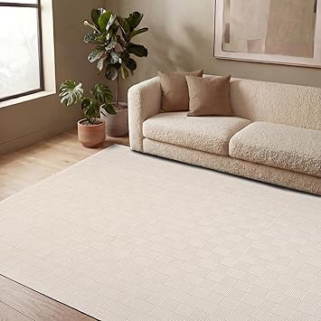 Revival Rugs Willow 8x10 Area Rugs for Living Room Bedroom Dining Room - Washable, 100% Recycled, Oeko-TEX Certified, Modern, Medium Pile, Beige, Cream
