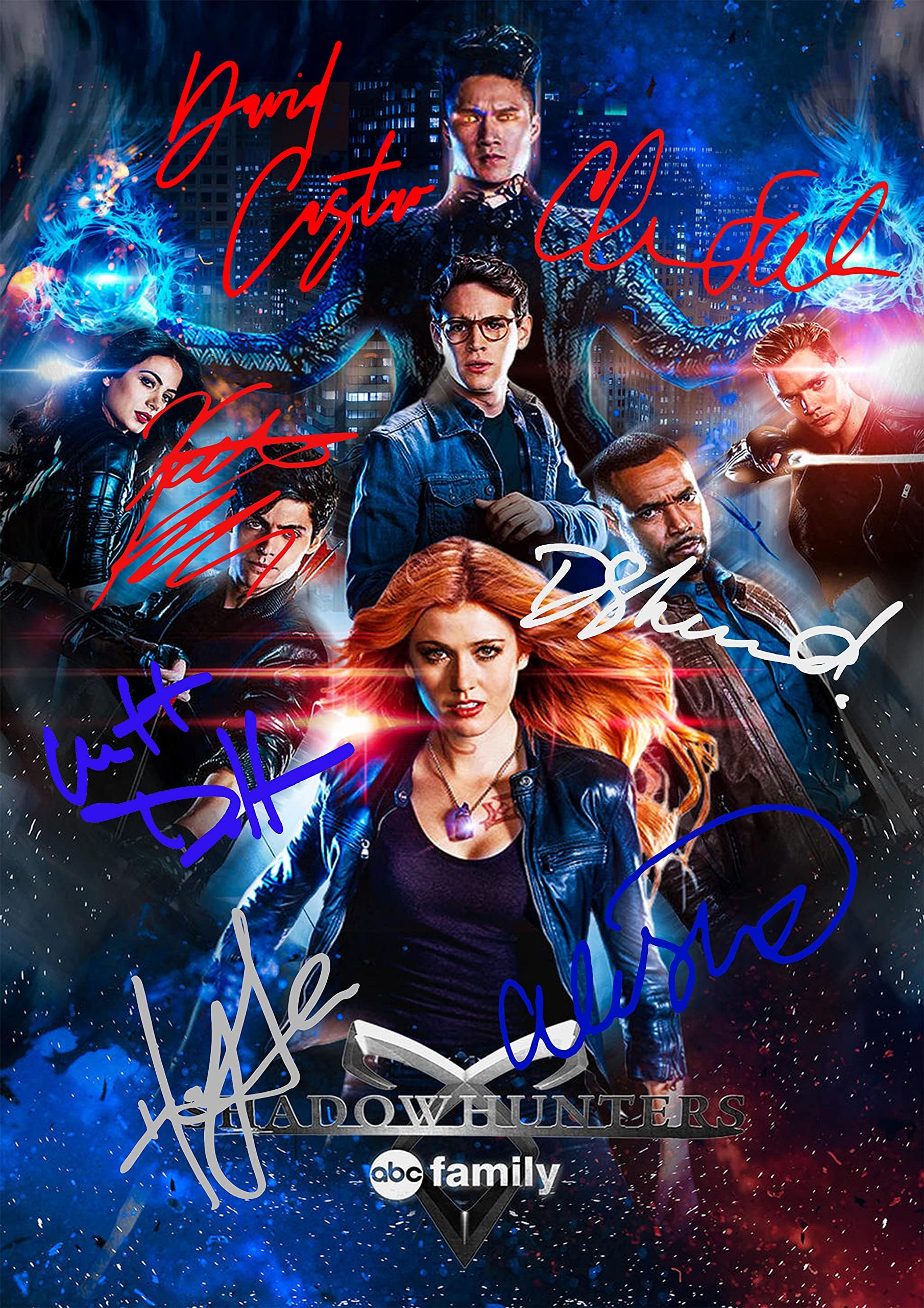 Shadow Hunters Movie Film Poster With Autographs Signed Print - Alberto Rosende, Alisha Wainwright, David Castro, Dominic Sherwood, Harry Shum Jr, Katherine McNamara, Matthew Daddario