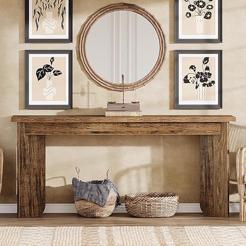 Miniatura 9 de Tribesigns Mesa consola de sofá de 70.9 pulgadas, mesa de entrada extra larga de madera con mesa ampliada, consola de granja detrás del sofá con