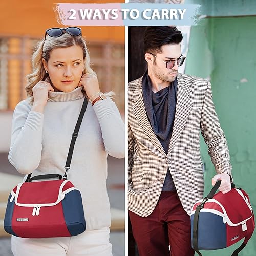 Miniatura 7 de Tirrinia Lunch bag for Women Men, Insulated preppy lunch box, Durable cooler bag with adjust strap for work office picnic