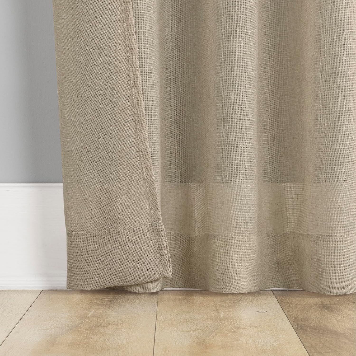 Palo Global Embroidery Semi-Sheer Rod Pocket Curtain Panel, Taupe, 50" W x 96" L (1 Panel)