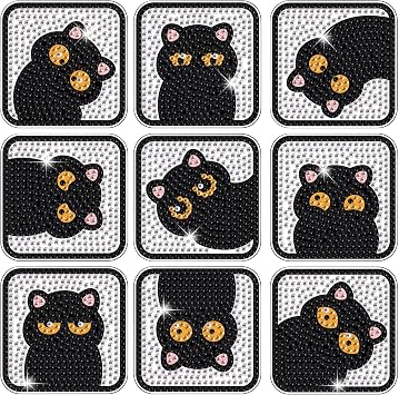 Diamond Art Refrigerator Magnets, 9 PCS Cat Diamond Art Kits for Adults, DIY Diamond Painting Kits for Home Decor