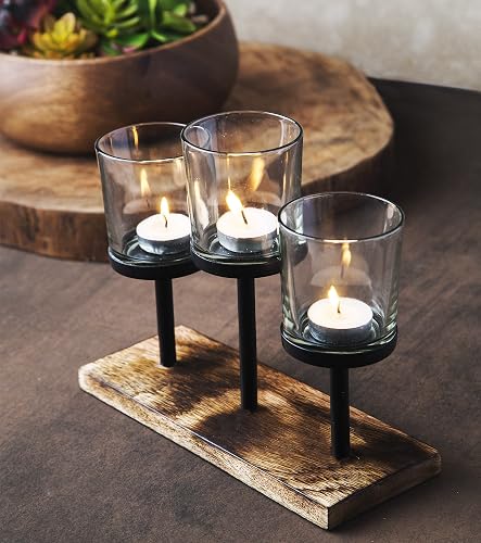 Le'raze Elegant, Decorative Votive Candle Holder Centerpiece, 3 Glass Votive