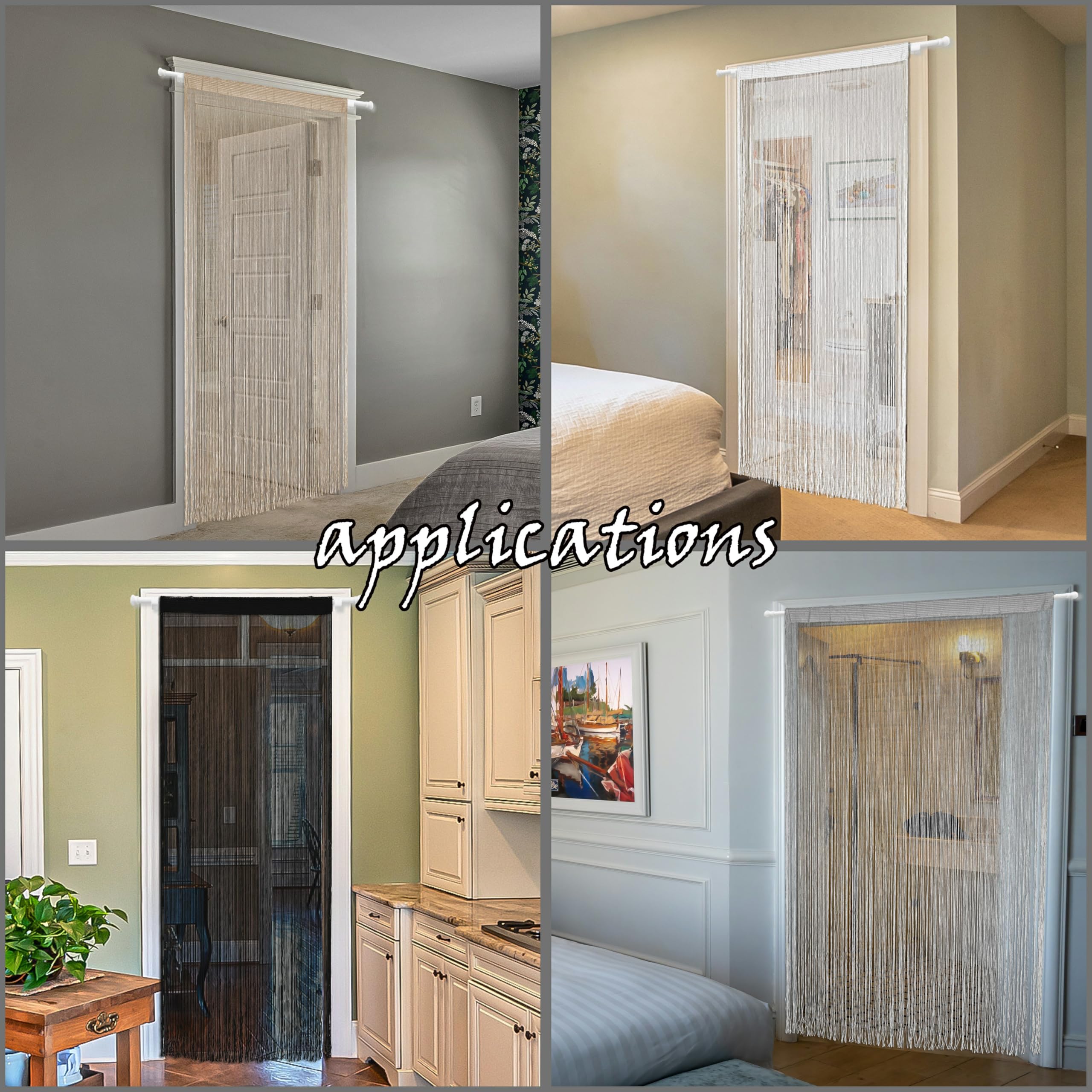 Tenda per porta - Zanzariera con cordini - Tende per finestre e porte con perline - Separatore per stanza, cucina e esterni - Grigio - 100 x 280 cm