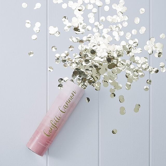 Ginger Ray Confetti Cannon Party Popper Shooter Gold Foiled Filled Compressed Air Pink Ombre, Multicolour
