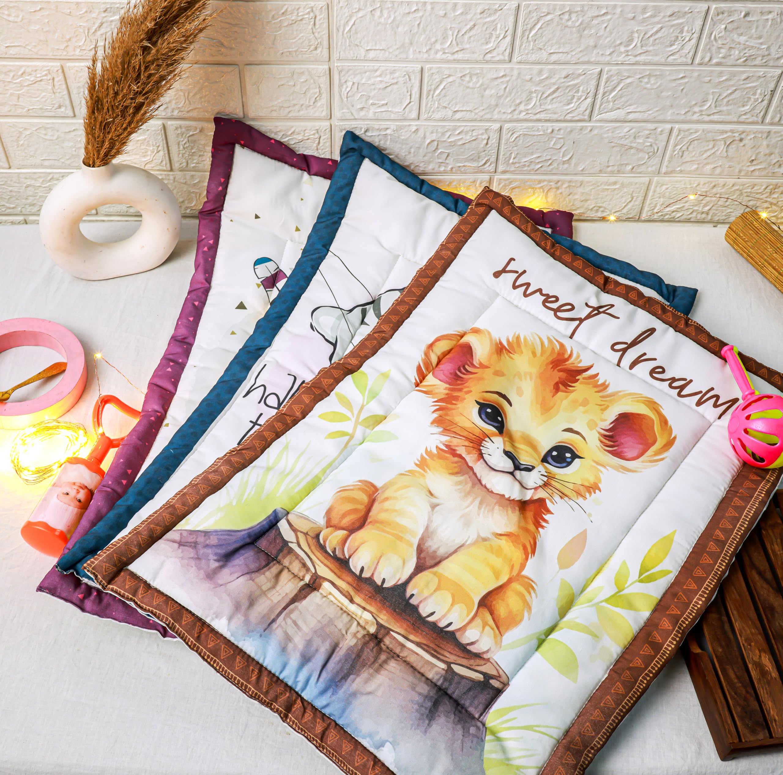 Novo Baby Newborn Soft Cotton Godadi | Kids gaddi | Crib Sheet | Baby mat | Godari |Bedding Set| Matress | Bed | Baby Bedding Set for New Born (Pack of 3) - Image 8 thumbnail
