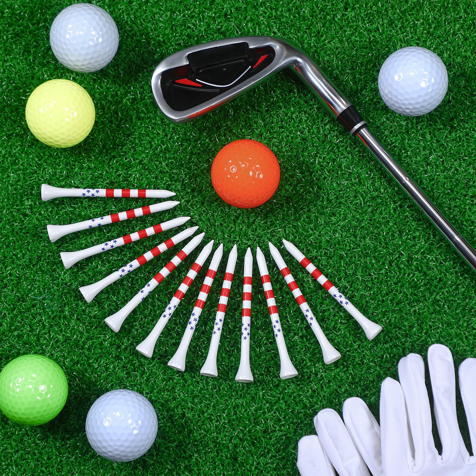 Mudder Golf-Tees aus Bambus, 8,9 cm, lang, patriotische Golf-Tees, USA, amerikanische Flagge, Golf-Tees, rot, weiß und blau, Golftees für Männer, Frauen, Kinder