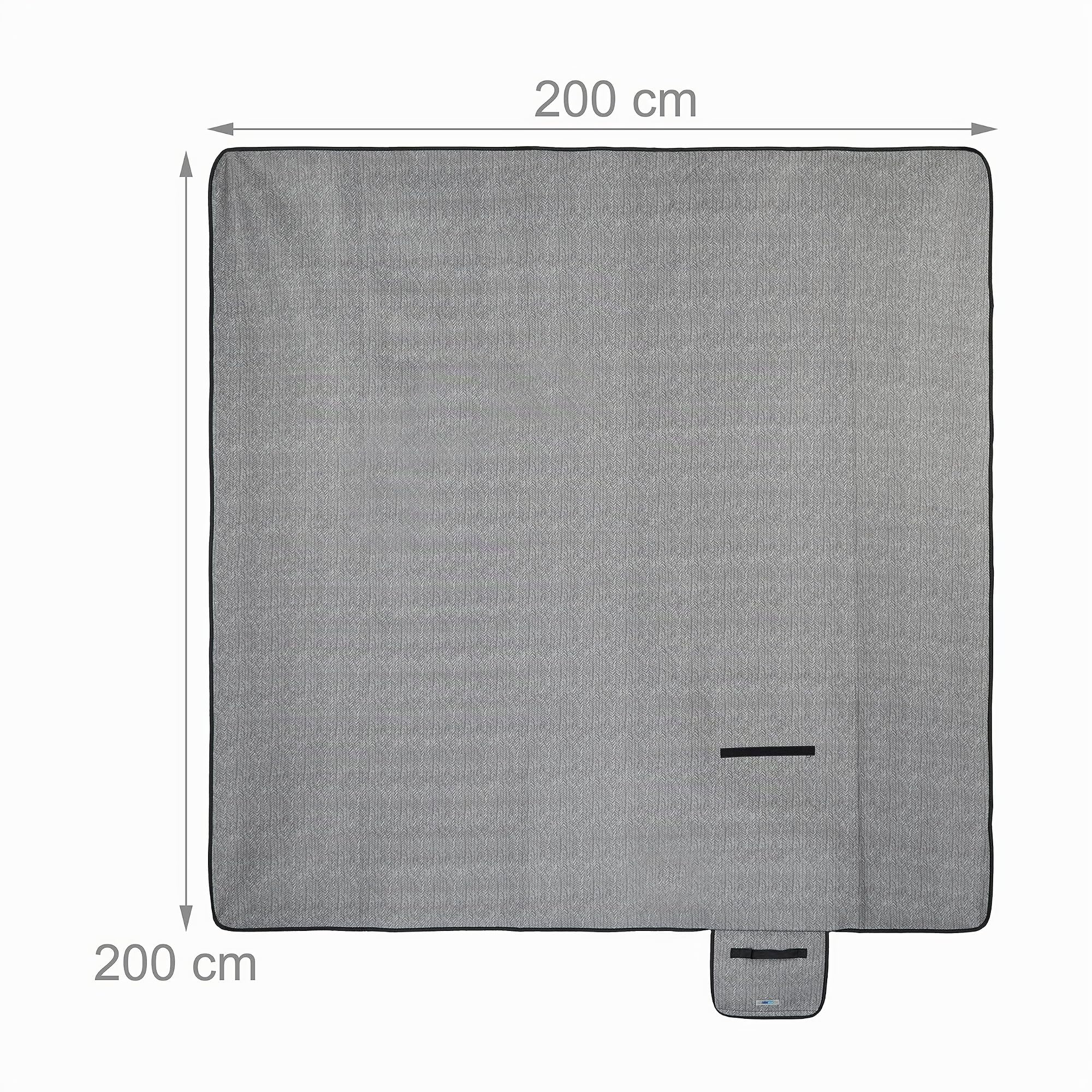 Relaxdays Coperta da Picnic XXL, 200 x 200 cm, Plaid Impermeabile da Spiaggia, Isolante, Telo con Il Manico, Grigio