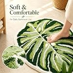 Leaf Rug Flower Monstera Plant Shaped Bath Rug - Cute Small Green Bath Mat Bathroom Rug Non Slip, Water Absorbent, Machine Washable