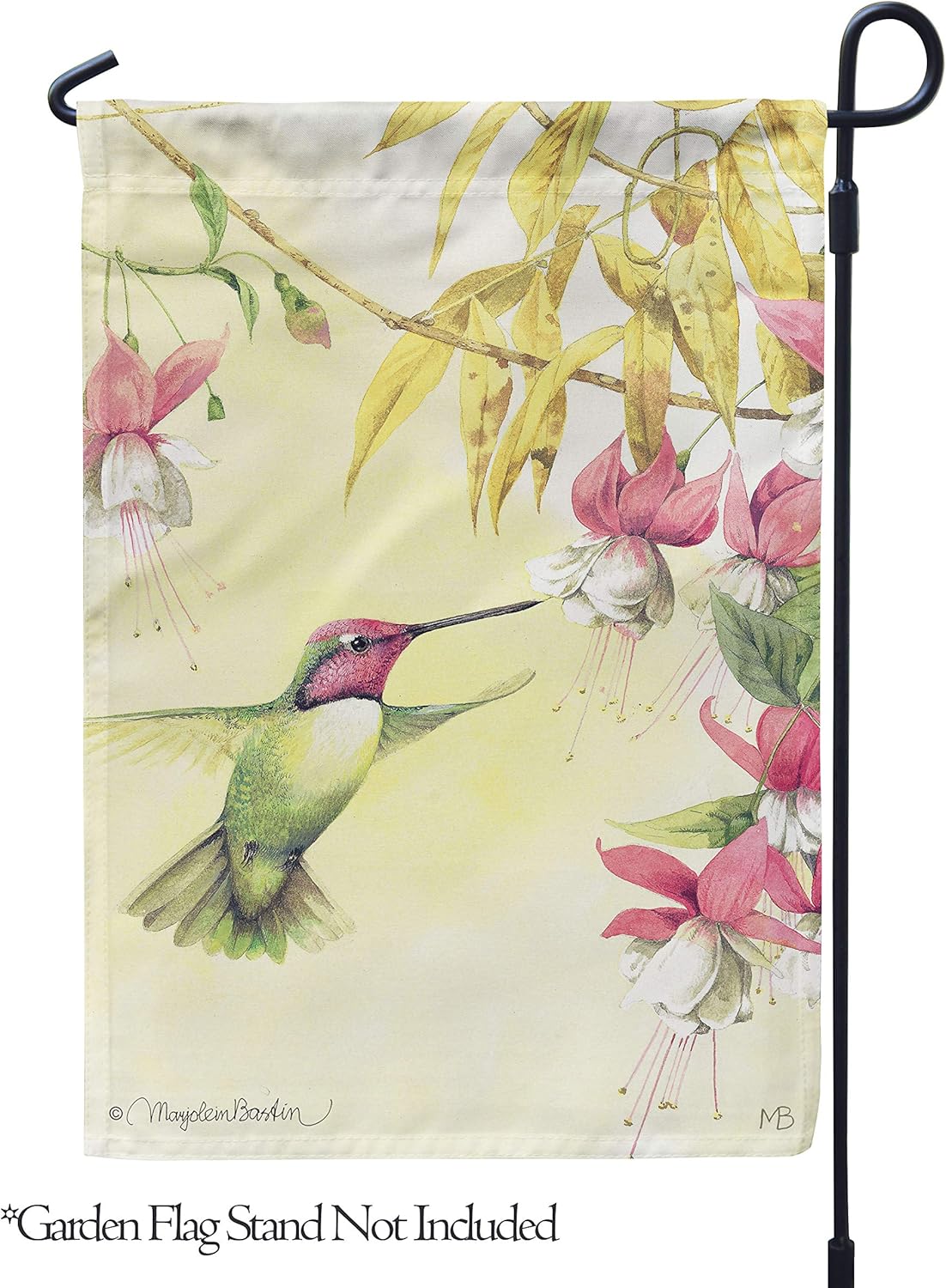 Flagology, Marjolein Bastin, Whispers Of A Hummingbird – Garden Flag 12" x 18", Outdoor/Indoor, Exclusive Premium Fabric, Spring