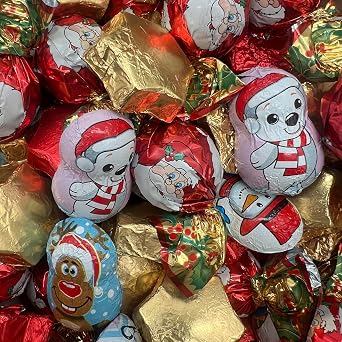 Christmas Foiled Assortment Mix - 20 Christmas Foil Wrapped Chocolate Shapes - Great Stocking or Party Bag Filler