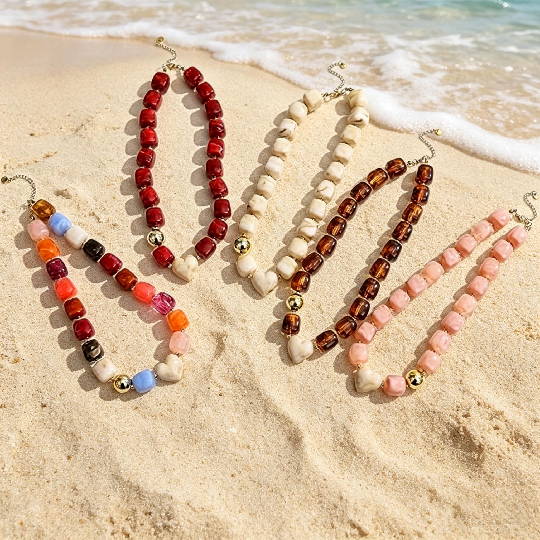 Colorful Resin Chunky Beaded Choker Necklace for Women, Summer Beach Jewelry — view 6