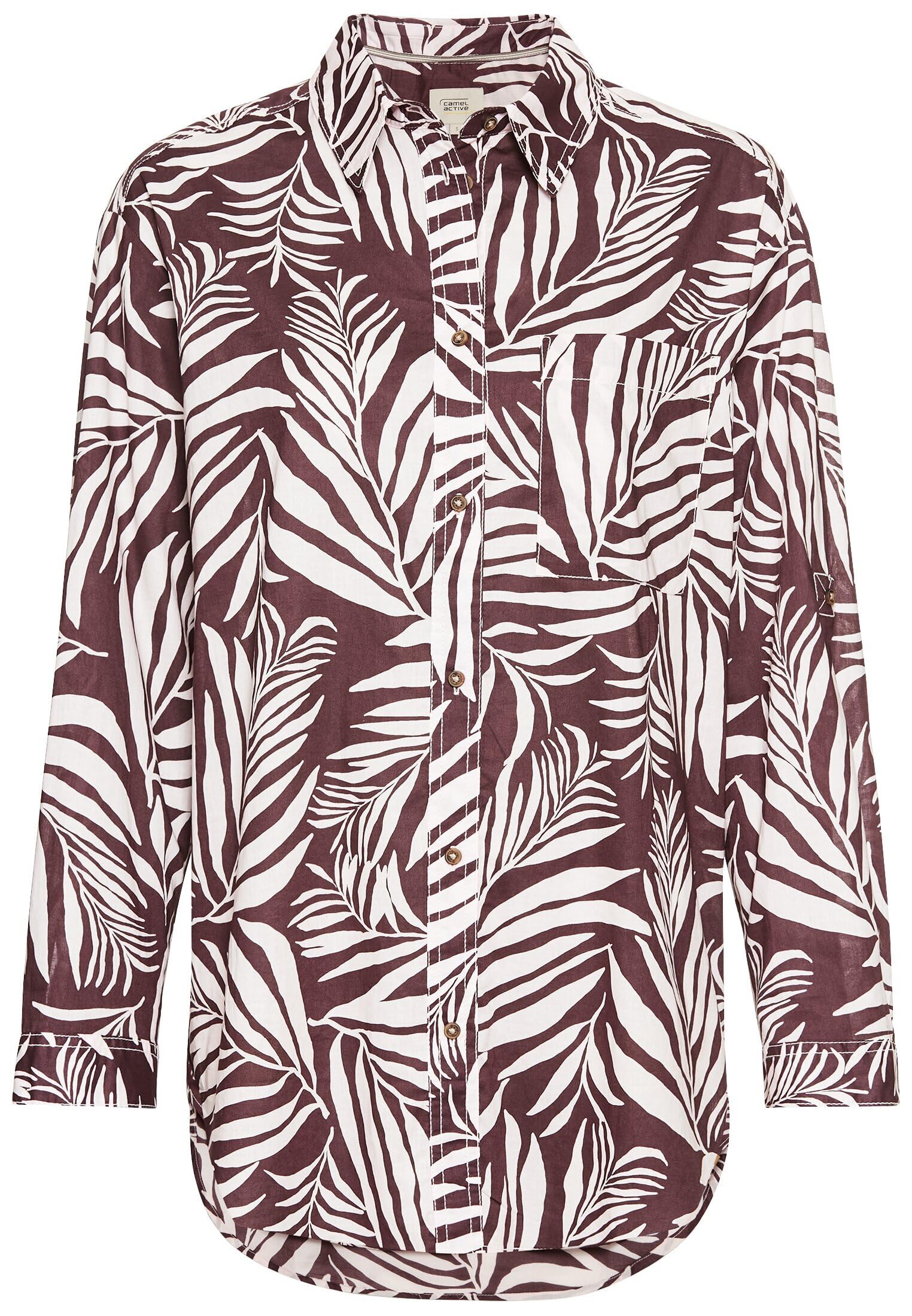 camel active Damen Hemdbluse mit Blumenprint aus Baumwolle