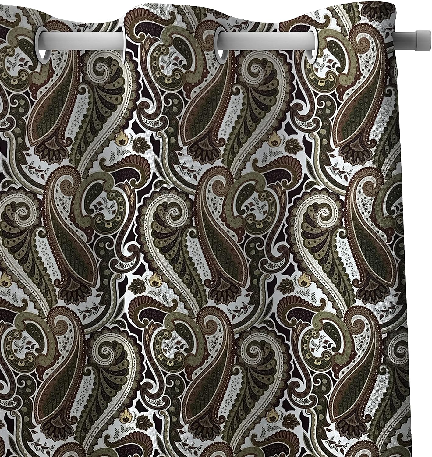 Pickle Green Paisley Design Velvet Finish Digitally Printed Soft Fabric Material for Sofa, Curtain, Headboard, Throw Pillow Cushion Cover, Chair, Table Linen Craft - Fabric by Yard