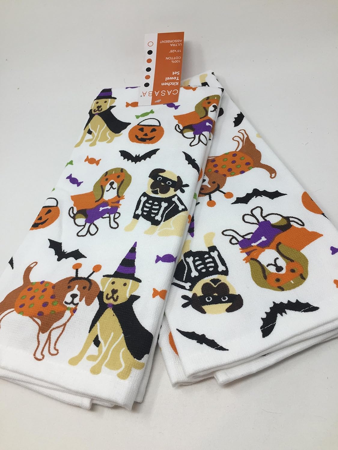 Casaba Halloween Spooky Dogs Kitchen Towel Set Set of 2