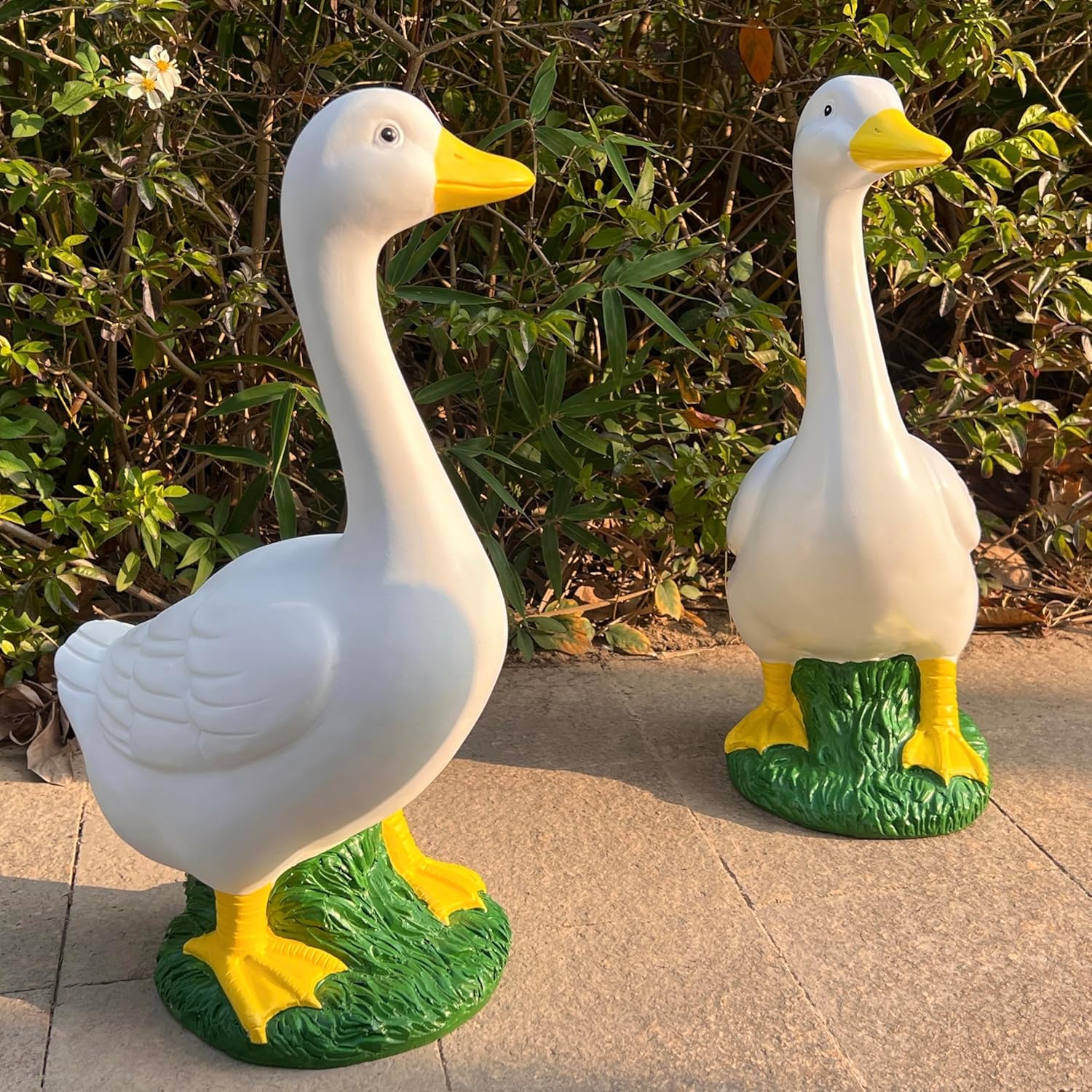 Porch Goose Statue Garden Decor - 20″ Large White Goose Sculpture, Resin Duck Figurine, Indoor/Outdoor Decorations for Patio, Lawn, Yard, Housewarming Birthday Gifts for Mom Women Men - Image 3