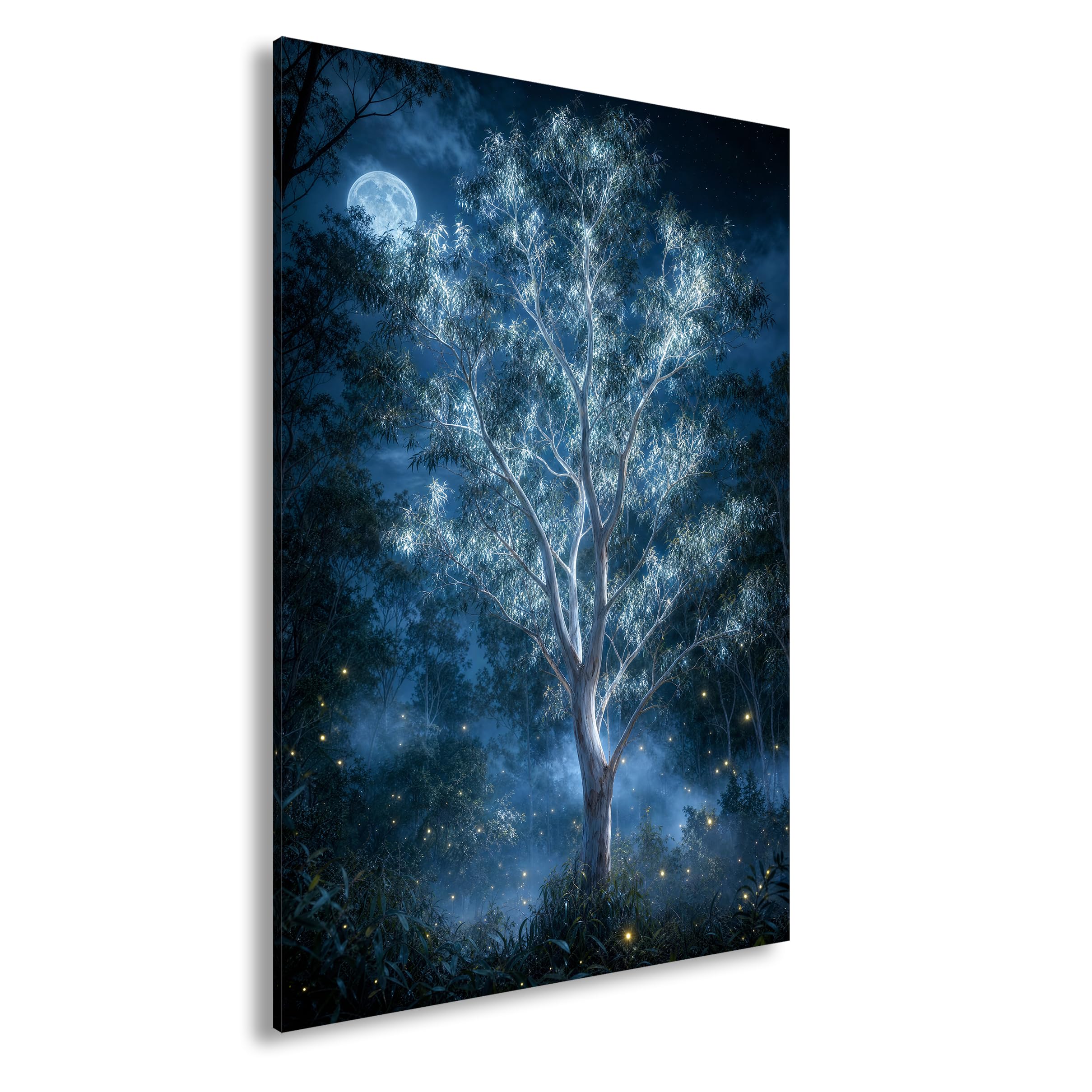 deyoli Obraz na płótnie Świecące drzewo w nocy 90 x 60 cm kolorowe