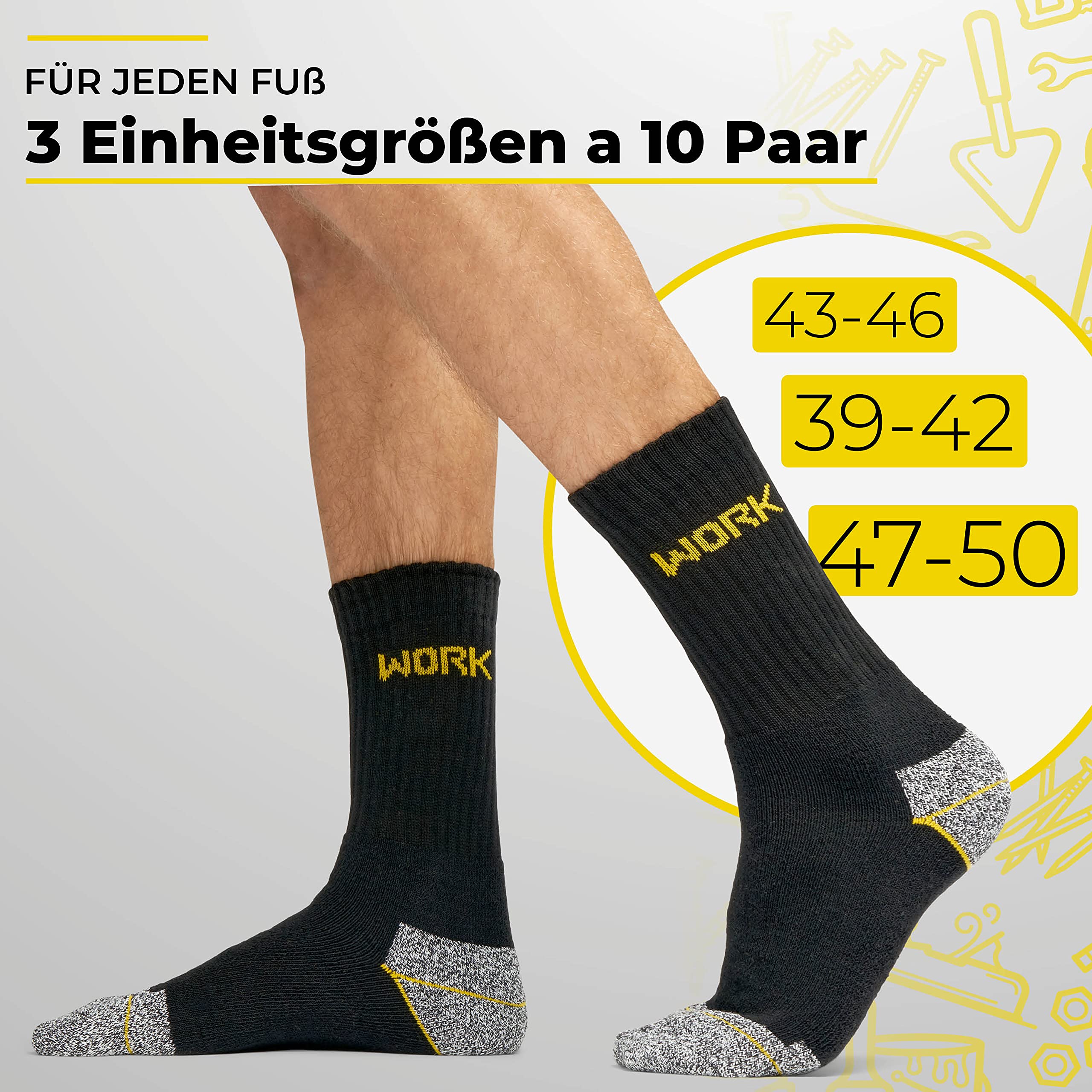 MOUNTREX® Calcetines de trabajo para hombre, 10/20 pares