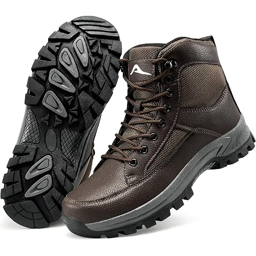 HARENCE Men's Waterproof Hiking Boots Non-Slip Lightweight Mid Ankle Boot Comfortable Outdoor Trekking Shoes