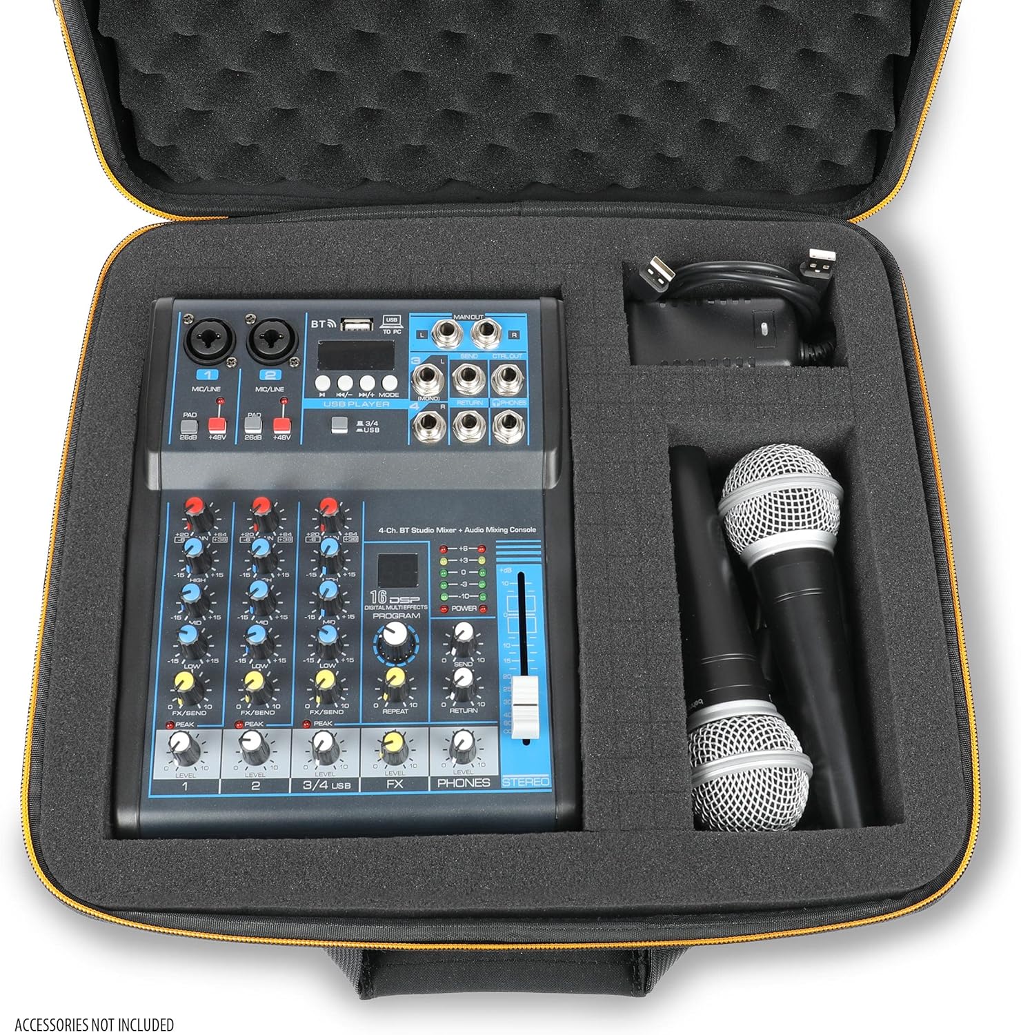 USA Gear Audio Mixer Case Fits Behringer XENYX 802, XENYX 1002B, Yamaha MG06X, Mackie Mix8 & more DJ Mixers - Customizable Foam Interior, Protective Hard Exterior to Protect DJ Equipment - Image 2