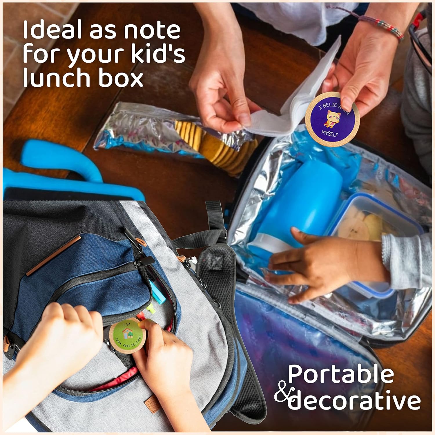 Positive Affirmation Cards For Kids - Wooden Mindfulness Tokens With Empowering Messages For Children's Self-Esteem