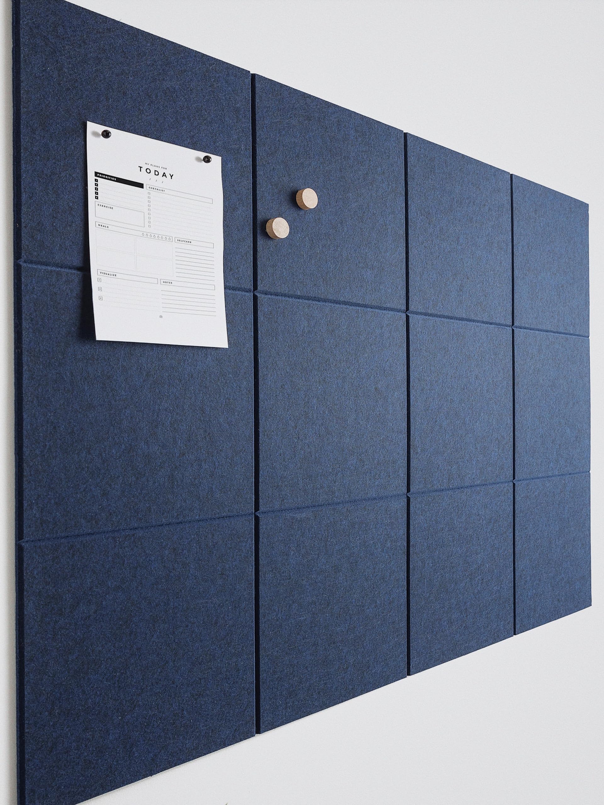Large Cork Board for Office Black Felt Board Alternative - Felt bulletin board tiles for office wall decor, Push pin board Wall organizer for office - Pack of 12 (Navy Blue)