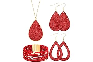 Red & Gold 4-Piece Women's Glitter Jewelry Set
