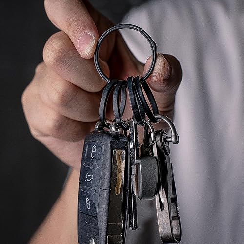 Miniatura 4 de TISUR Llavero de titanio, elegante kit de anillos divididos de liberación rápida para llaveros, llavero resistente para placa de identificación de