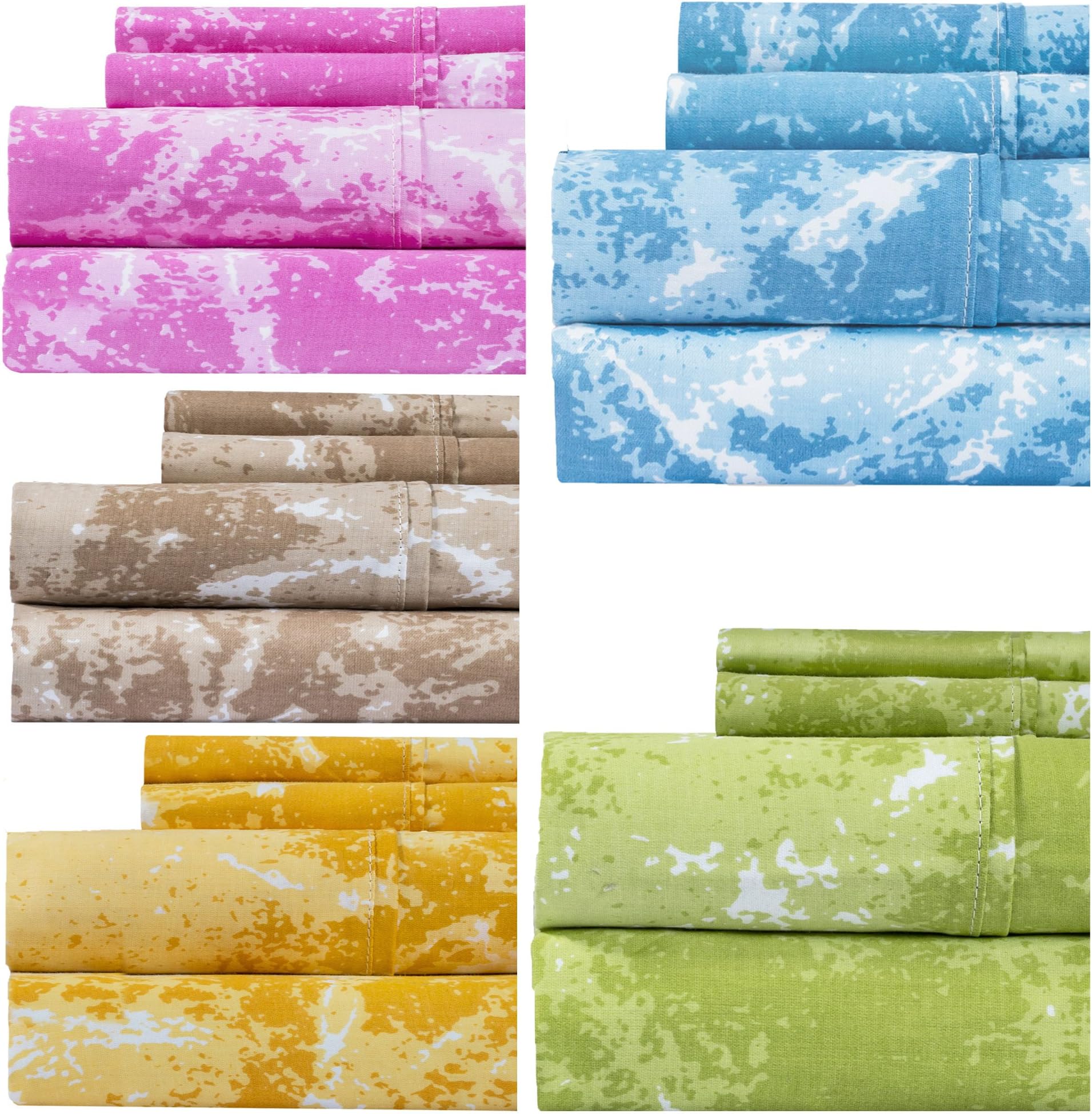 Weavely Cotton Bed Sheets Set - Print Sheet Set, 400 Thread Count 100% Cotton Pink Printed Bed Sheets Set, 4-Piece Set, 15 inch Elastic Deep Pocket Fitted Sheet (King, Pink)