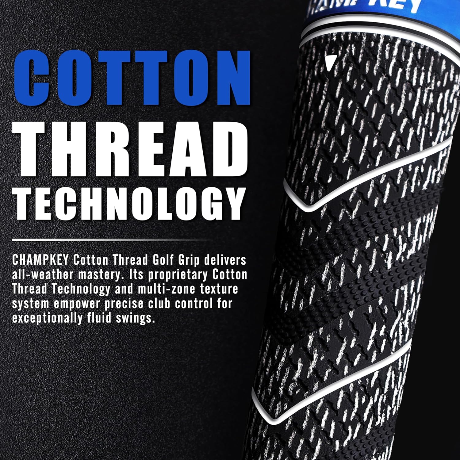 CHAMPKEY Half Cord Golf Grips 13 Pack with Golf Grip Kit - All Weather Performance Golf Club Grips - High Traction and Feedback Golf Grips for Men