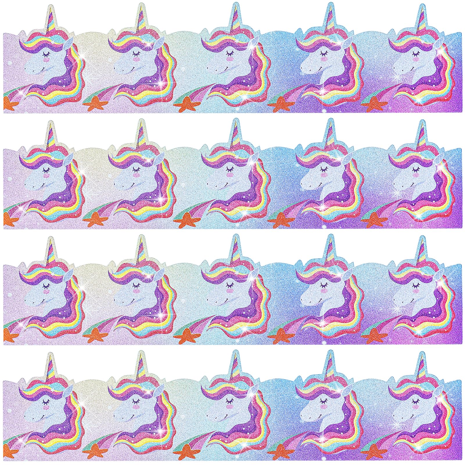 Amazon.com: 59Ft Unicorn Glitter Bulletin Board Borders, 60pcs Summer ...