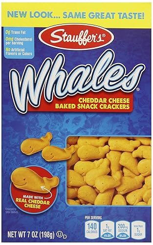 Stauffer's Whales Snack Crackers, Baked Cheddar, 7 Ounce - Cheddar - 7 ounce (Pack of 1)