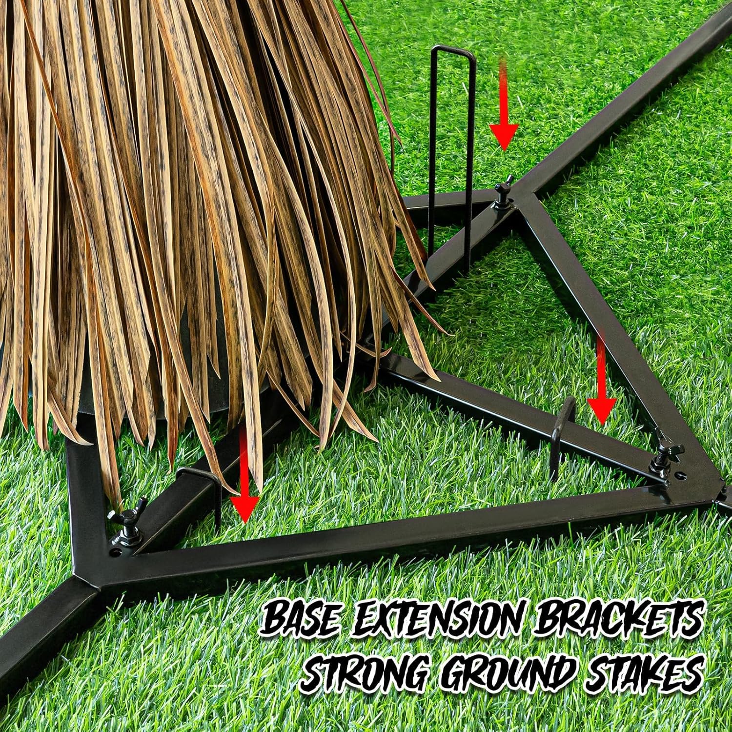 Base extension brackets and strong ground stakes for the witch animatronic