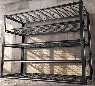 REIBII 48.2''W Garage Shelving Heavy Duty Metal Shelving 3000LBS Storage Shelves Adjustable Metal Shelves 5 Tier Garage Shelf for Basement Pantry Warehouse Supermarket 48.2
