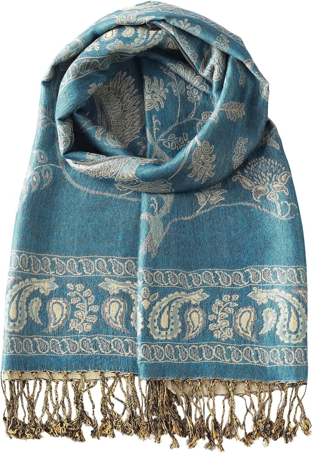 AUSEKALY Reversible Shawls Rave Scarf for Women Faux Pashmina Wrap Soft Silky Men Scarves All Seasons