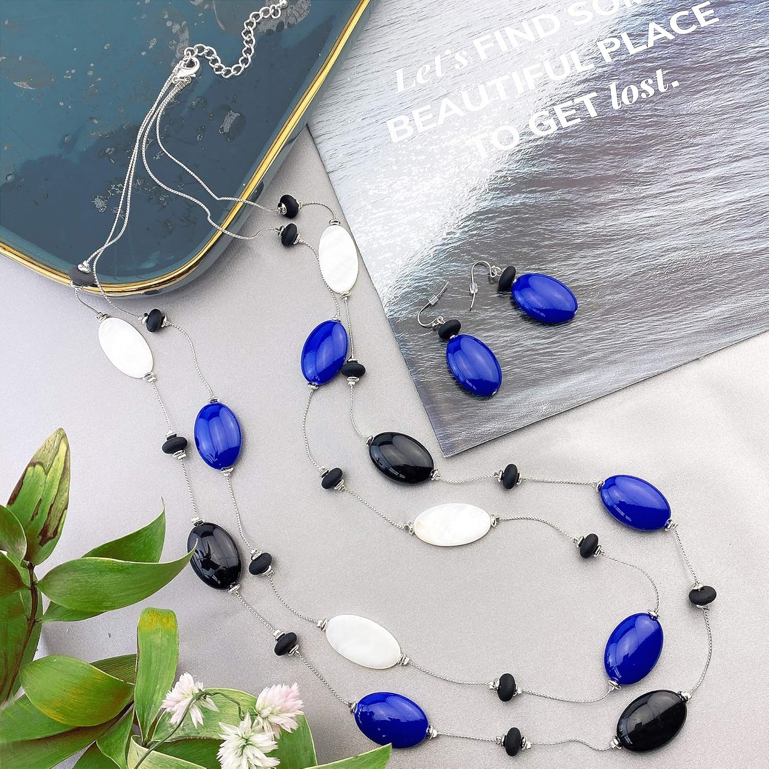 Firstmeet 2 Layer Statement red and black Beads Long Necklace - Image 3