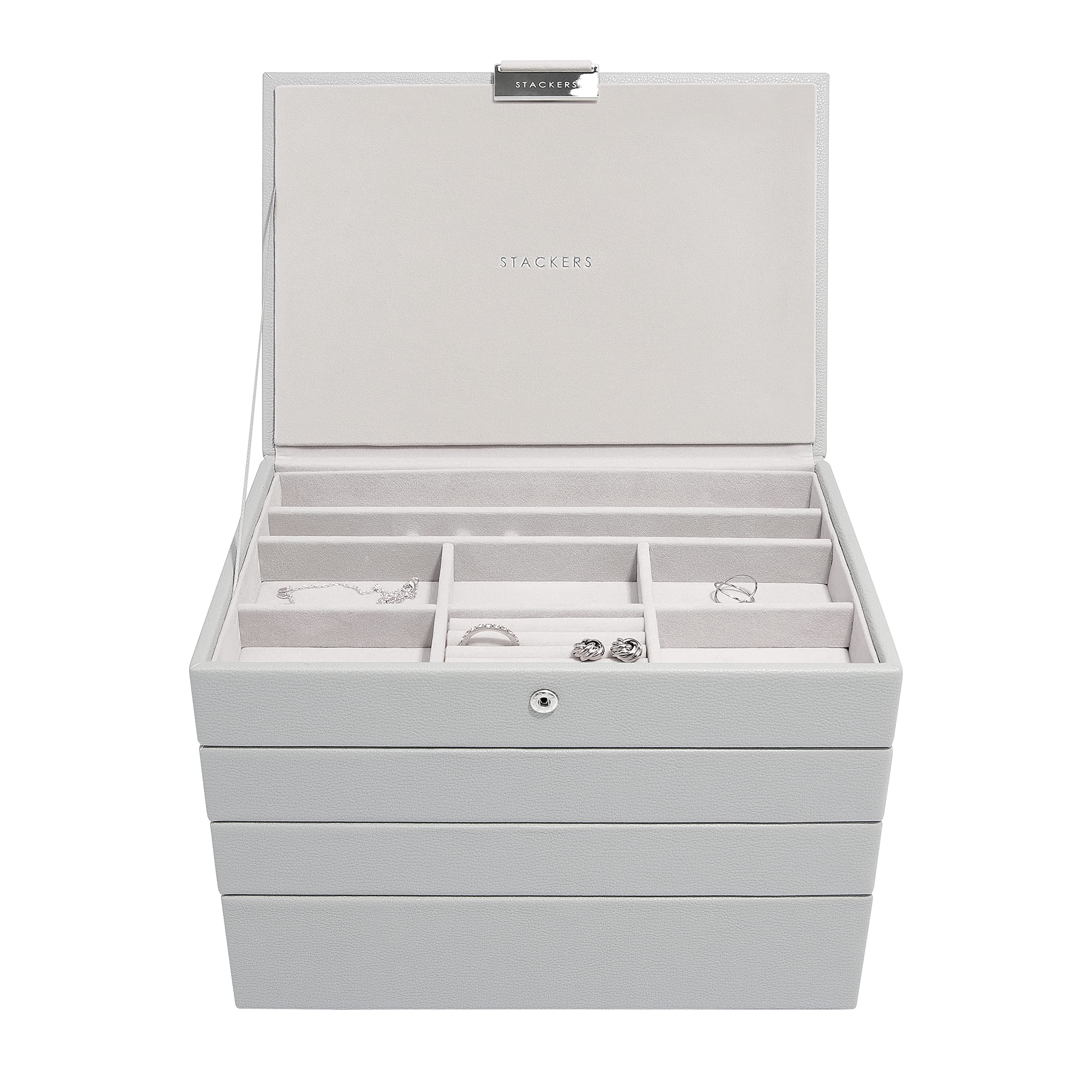 Stackers Pebble Grey Classic Medium Jewellery Box, Set of 4