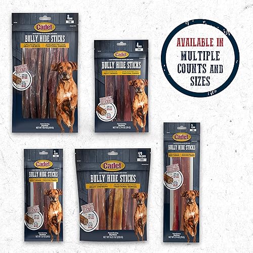 Miniatura 9 de Cadet Bully Hide Sticks para perros pequeños, pizza de carne de res totalmente natural, ingredientes limitados de larga duración masticables para